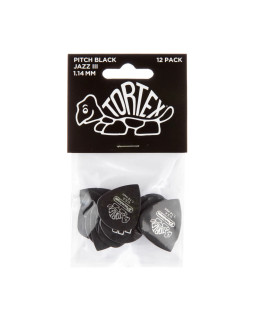 Набір медіаторів DUNLOP TORTEX PITCH BLACK JAZZ III PICK 1.14MM-foto3