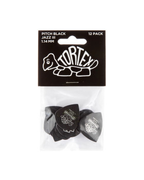 Набір медіаторів DUNLOP TORTEX PITCH BLACK JAZZ III PICK 1.14MM-foto3