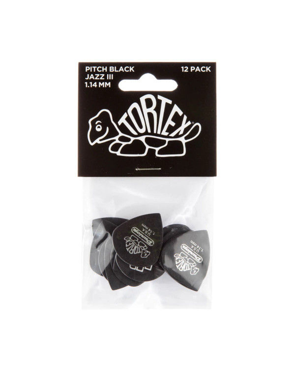 Набір медіаторів DUNLOP TORTEX PITCH BLACK JAZZ III PICK 1.14MM