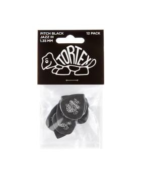 Набір медіаторів DUNLOP TORTEX PITCH BLACK JAZZ III PICK 1.35MM-foto3