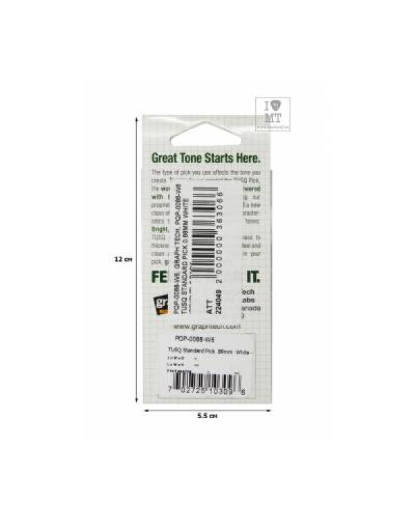 GRAPH TECH PQP-0088-W6 Туск STANDARD PICK 0.88MM WHITE (BRIGHT) 6 PACK Набір медіаторів