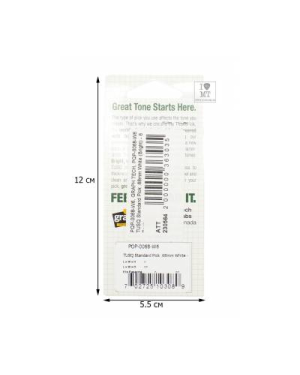 GRAPH TECH PQP-0068-W6 Туск Standard Pick .68mm White (Bright) - 6 Pack Набір медіаторів