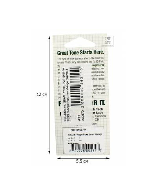 GRAPH TECH PQP-0401-V4 Туск Bi-Angle Pick 1mm Vintage (Warm) 4 Pack Набір медіаторів