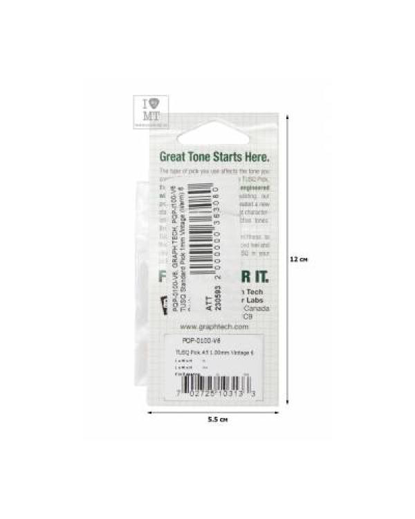 GRAPH TECH PQP-0100-V6 TUSQ Nut Standard Pick 1mm Vintage (Warm) 6 Pack Набір медіаторів
