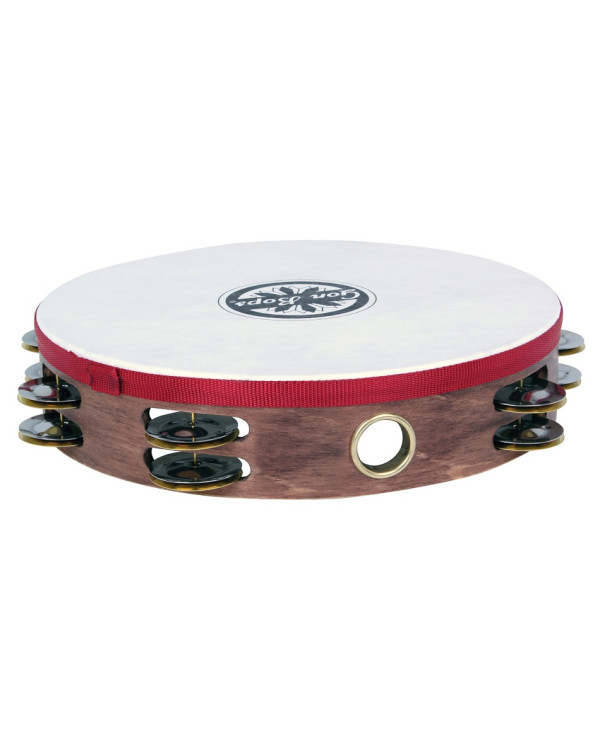 GON BOPS HEADED WOOD TAMBOURINE DOUBLE ROW JINGLES