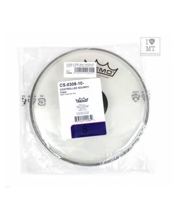 REMO Batter, CONTROLLED SOUND, Clear, 8" Diameter, BLACK DOT On Top Пластик для барабану