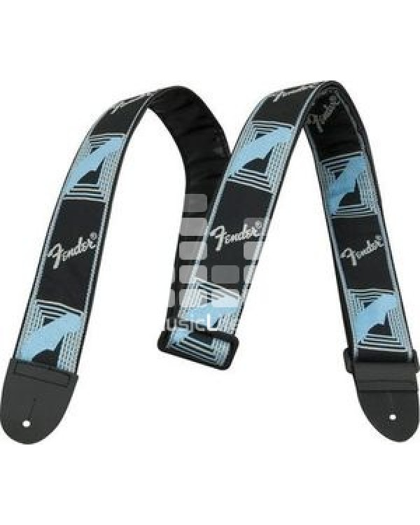 Ремінь гітарний FENDER 2'' MONOGRAMMED BLACK/LIGHT GREY/MEDIUM BLUE STRAP