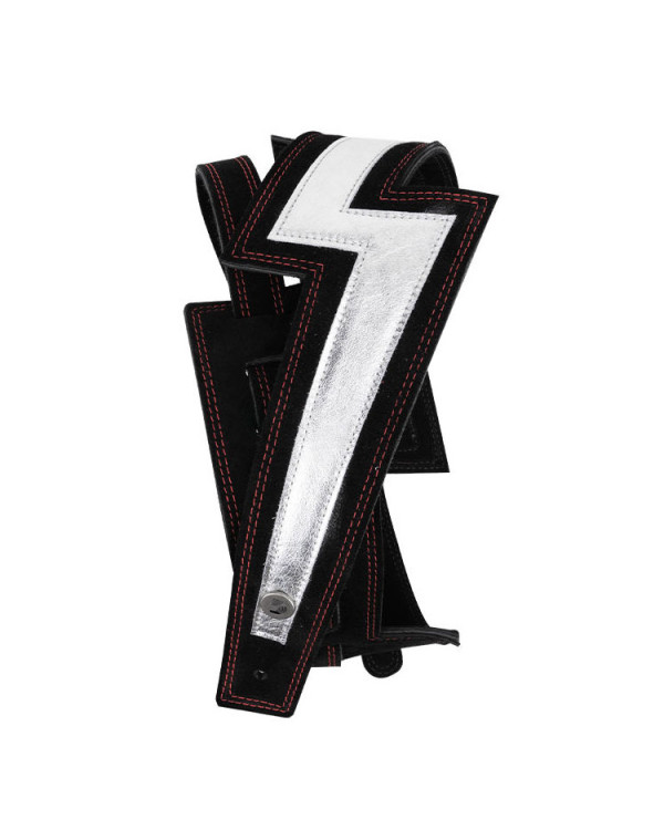 Ремінь гітарний D'ADDARIO 25LNBT00 LIGHTNING BOLT SUEDE GUITAR STRAP (SILVER)