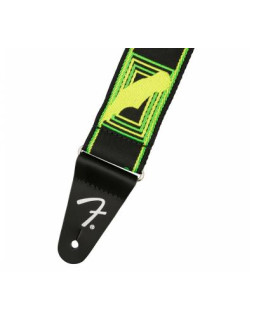 FENDER STRAP 2" NEON MONOGRAMMED GREEN YELLOW Ремінь гітарний-foto2