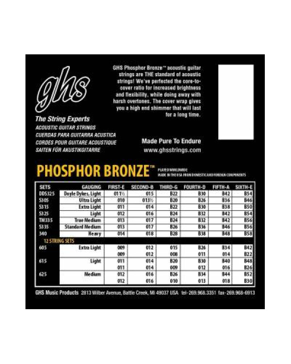 GHS STRINGS PHOSPHOR BRONZE S335 Струни для акустичних гітар