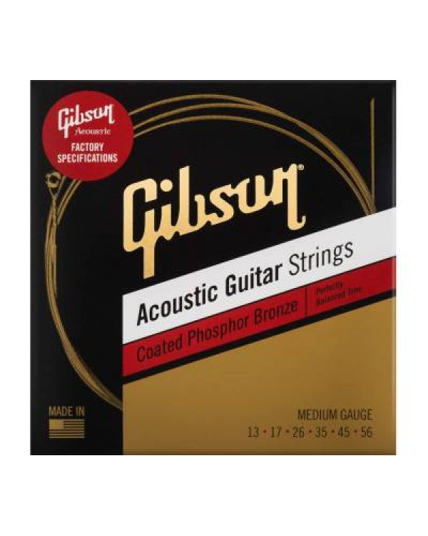 GIBSON SAG-CPB13 COATED PHOSPHOR BRONZE ACOUSTIC GUITAR STRINGS 13-56 MEDIUM Струни для акустичних гітар