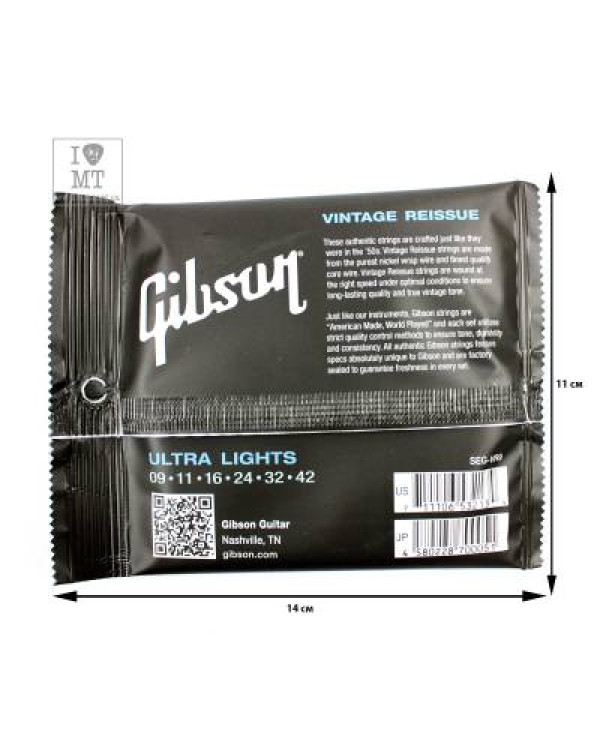 GIBSON SEG-VR9 VINTAGE RE-ISSUE PURE NICKEL WOUND .009-.042 Струни для електрогітар