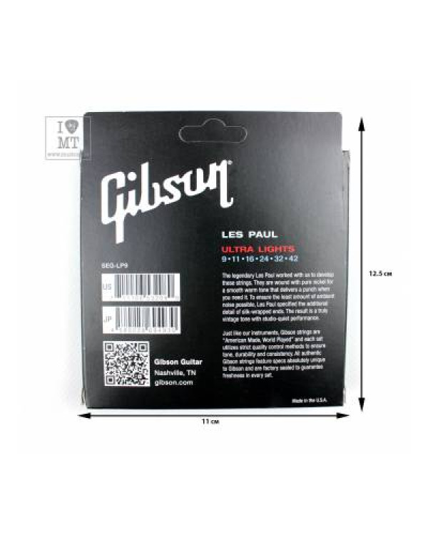 GIBSON SEG-LP9 LES PAUL PURE NICKEL WOUND .009-.042 Струни для електрогітар