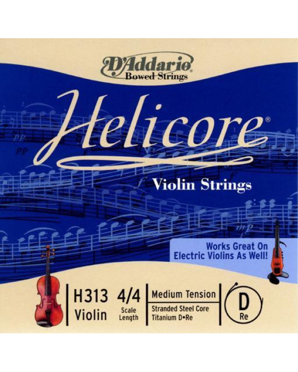 Струна для скрипки D'ADDARIO HELICORE VIOLIN SINGLE D STRING 4/4 Scale Medium Tension