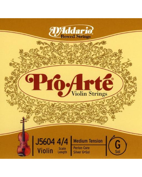 Струна для скрипки D'ADDARIO PRO-ART'E VIOLIN SINGLE G STRING 4/4 Scale Medium Tension