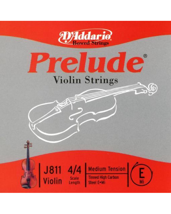 Струна для скрипки D'ADDARIO PRELUDE VIOLIN SINGLE E STRING 4/4 Scale Medium Tension