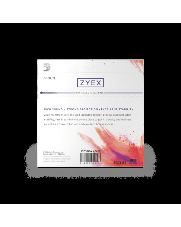 Струни для скрипки D'ADDARIO ZYEX VIOLIN STRING SET 4/4 MEDIUM TENSION