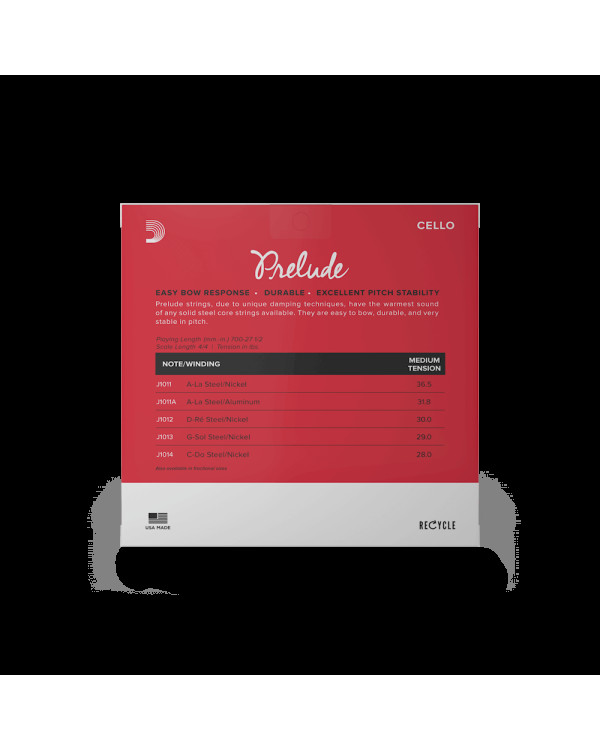 Струни для віолончелі D'ADDARIO PRELUDE CELLO STRING SET 4/4 Scale Medium Tension