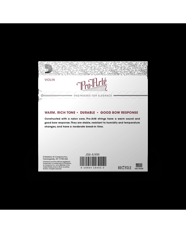 Струни для скрипки D'ADDARIO PRO-ART'E VIOLIN STRING SET 4/4 Scale Medium Tension