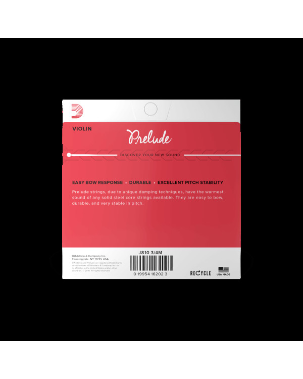 Струни для скрипки D'ADDARIO PRELUDE VIOLIN STRING SET 3/4 Scale Medium Tension