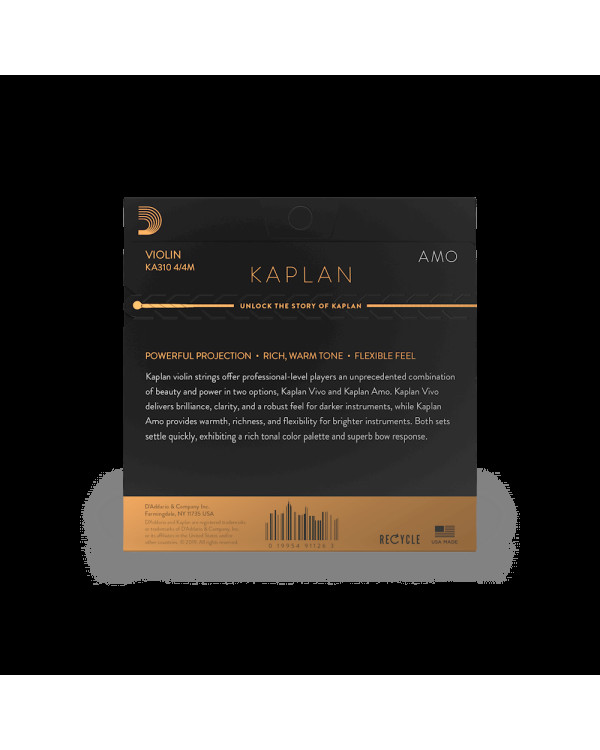 Струни для скрипки D'ADDARIO KAPLAN AMO VIOLIN STRING SET 4/4 Scale Medium Tension