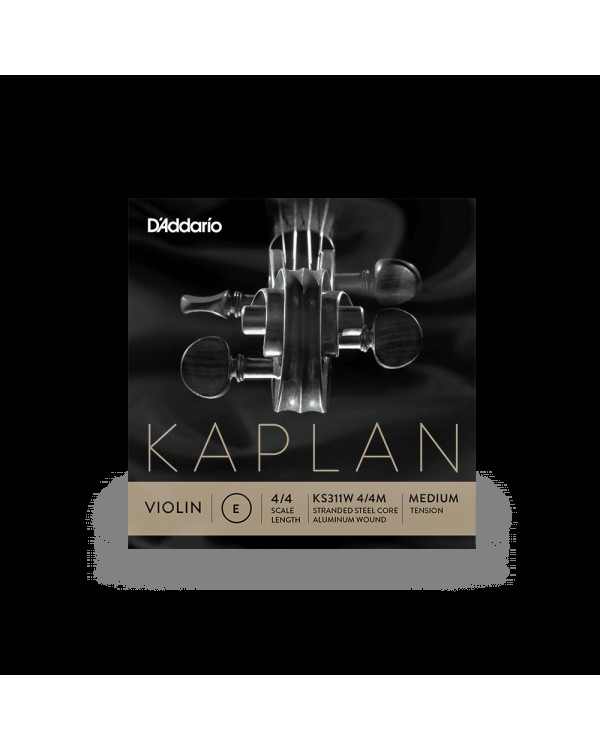 Струни для скрипки D'ADDARIO KAPLAN VIOLIN Non-Whistling Aluminum Wound E String 4/4 Scale Medium Tension