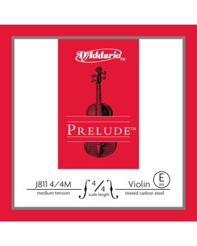 Струна для скрипки D'ADDARIO PRELUDE VIOLIN SINGLE E STRING 4/4 Scale Medium Tension