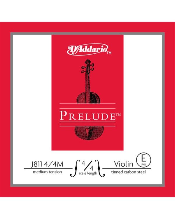 Струна для скрипки D'ADDARIO PRELUDE VIOLIN SINGLE E STRING 4/4 Scale Medium Tension